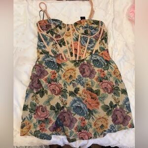 Fashion Nova Dress Flower Patterned Corset Mini Dress Sz XL